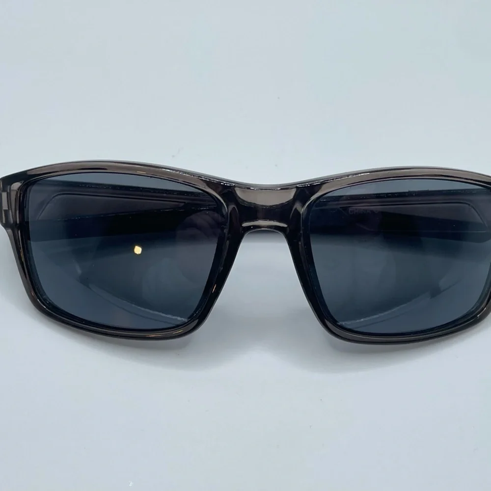 Translucent Gray Unisex Wrap-Around Sunglasses With Blue Lenses